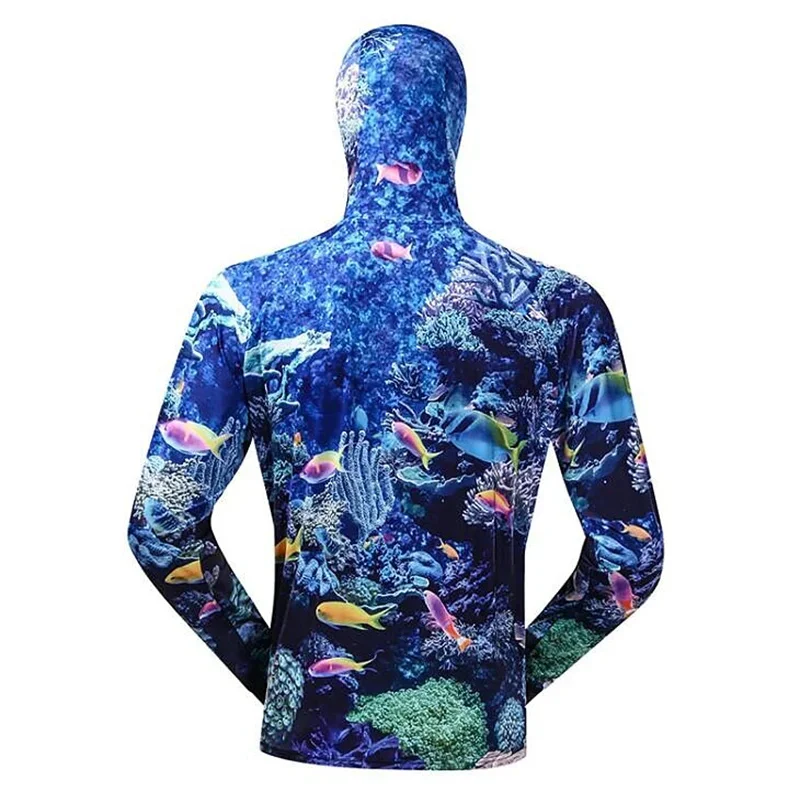 Outdoors Jerseys Anti-UV With Zipper Fishing Clothing Sublimation Printing Men's Fishing Shirts Quick Dry Sun Protection Hoodie