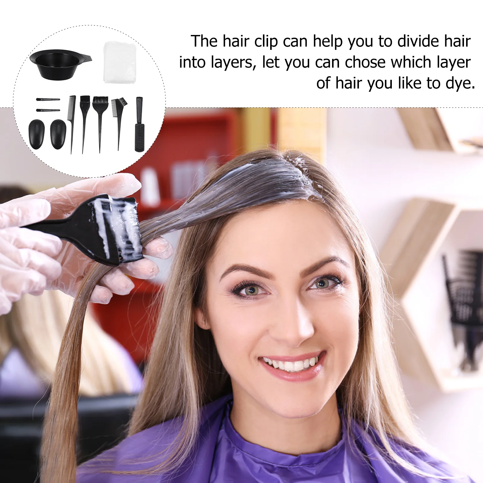 11pcs Hair Dyeing Bowl Kit Brush Comb Ear Covers Home Durable Hair Coloring Tool Set Tint Dyeing Kits Lightweight