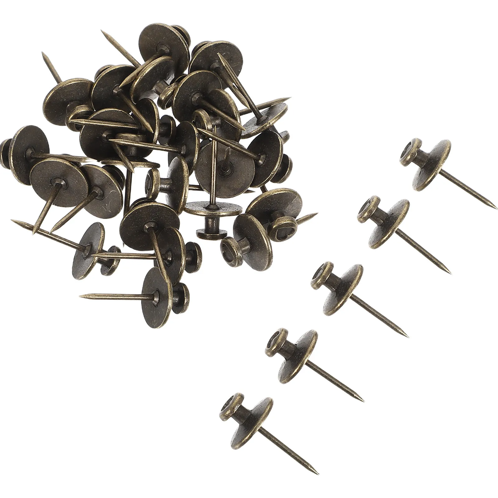 30Pcs Love Hook Picture Wall Pins Decorative Push Pins Thumb Tacks for Cork Board Photo Frame Hanging Nails Retro Bronze Double