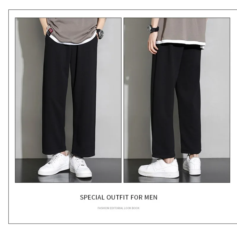 Men's Seasonal Fashion Trend Loose Straight Leg Pants Daily Outdoor High Elasticity Wrinkle Resistant Casual Versatile Pants