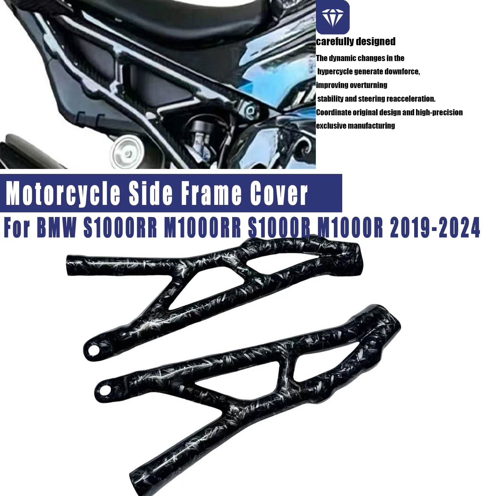 For BMW S1000RR M1000RR S1000R M1000R 2019-2024 Motorcycle ABS Carbon Fiber Look Seat Side Panel Side Frame Cover Fairing Kit