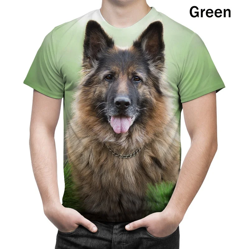 2022 Cool Fashion Summer 3D Printed Tops Men \'s Personality T Shirt German Shepherd Loyal Dog Short Sleeve T-Shirts for Men