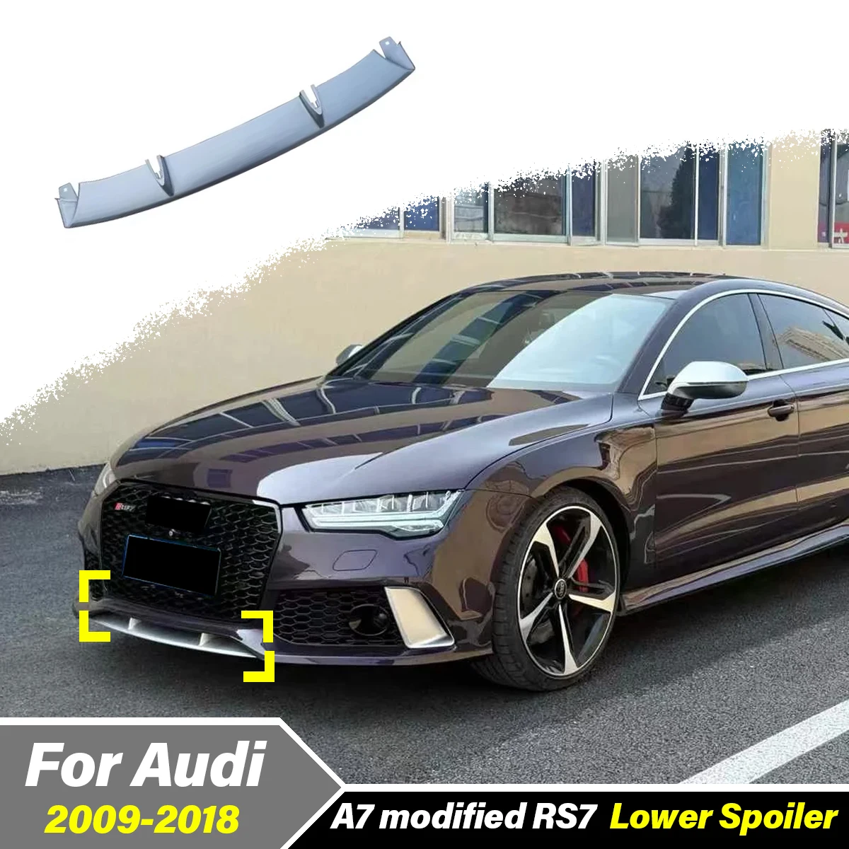 لأودي A7 تعديل RS7 2009 2010 2011 2012 2013 2014 2015 2016 2017 2018 سيارة الجبهة الوفير المفسد الجبهة اكسسوارات الديكور #1