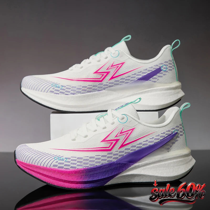 Unisex Carbon Plate Running Shoes Ultralight Mesh Rebound Cushion Anti Slip Marathon Racing Sneakers Men Women Jogging Trainers