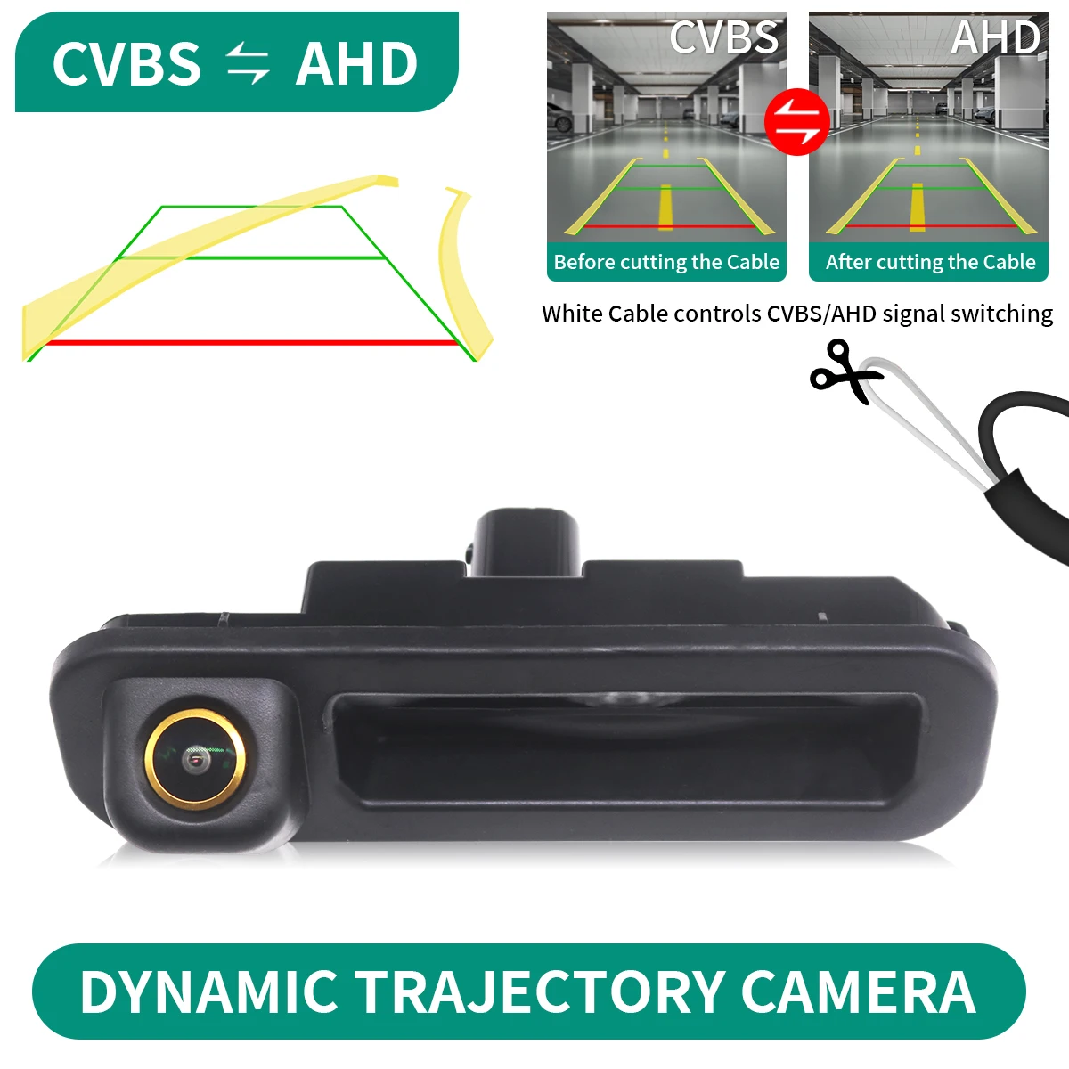 AHD Dynamic Trajectory Car Handle Rearview Reverse Camera for Ford Focus 3 MK3 C MAX Night Vision Backup Camera