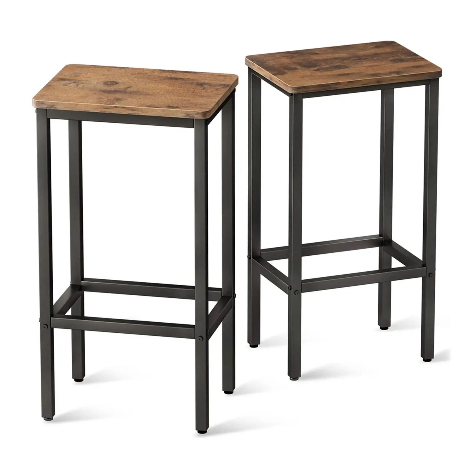 

25.6-inch high wooden counter stool seat rust brown (2 sets)