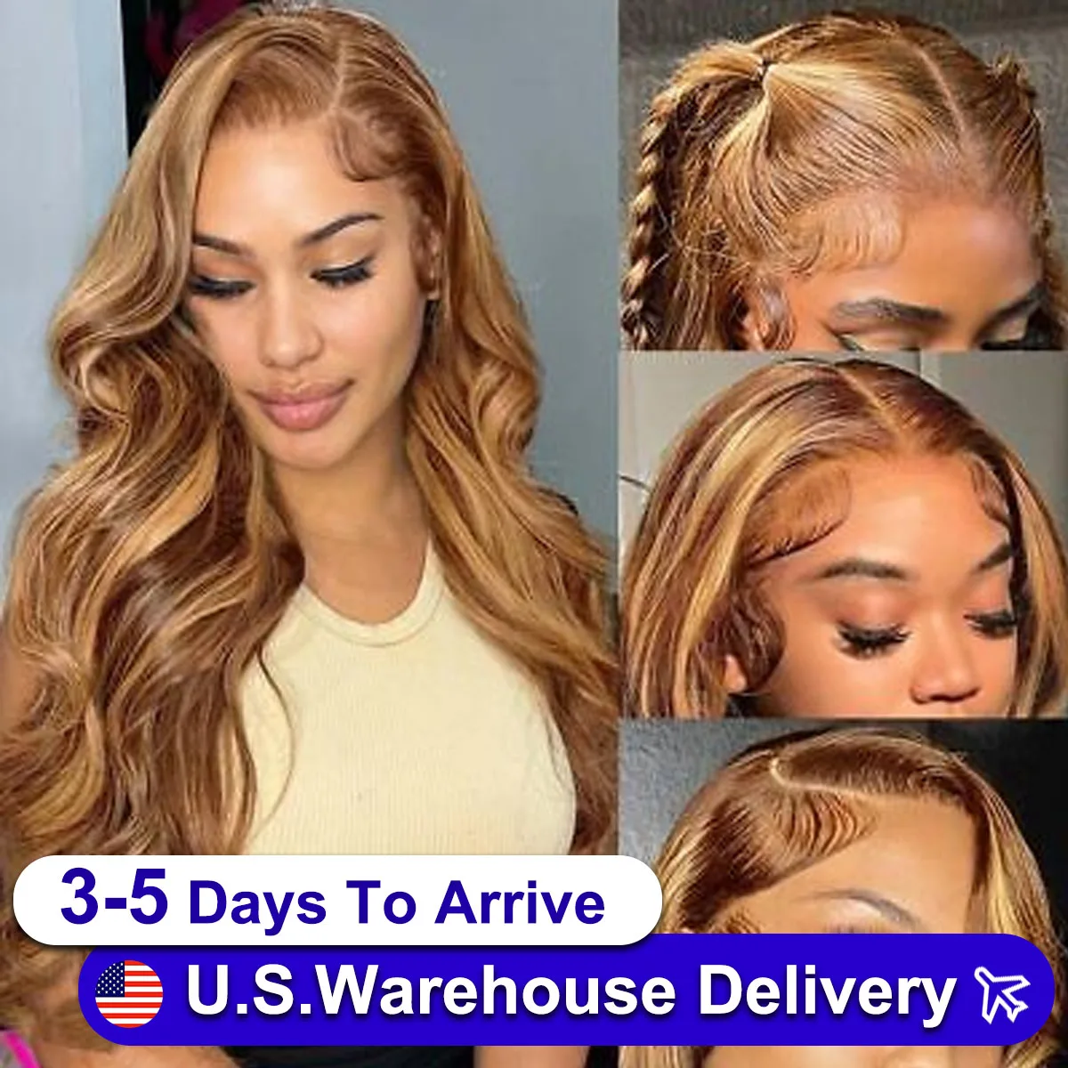 

427 Выделите Ombre Объемная волна 13x4 Парики фронта шнурка Человеческие волосы 13x6 Hd Парик фронтальной части шнурка для женщин 40 дюймов