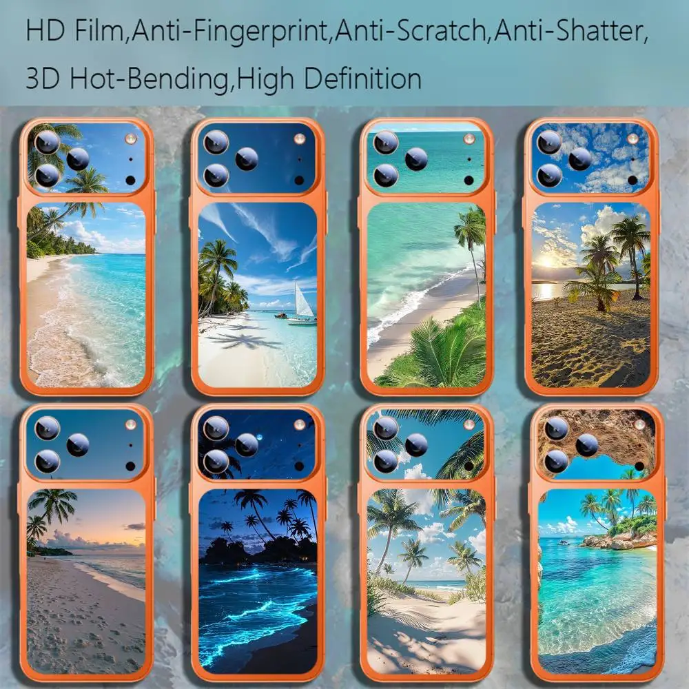

Sea Tropical Palm Trees Beach For iPhone 17 Pro 17 ProMax rear skin film,anti-scratch lens protector,anti-fingerprint back cover