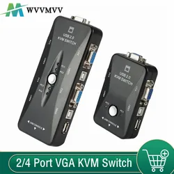 2/4 Port VGA KVM Switch 1080P USB 2.0 VGA Splitter Mouse Keyboard Printer Pendrive Share Switcher Box 4 In 1 Out KVM Switch