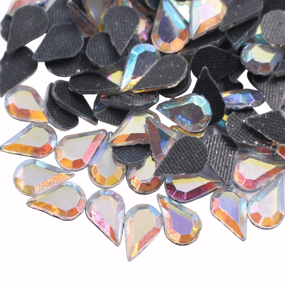 

200pcs Drop Shape Hotfix Rhinestones Crystal AB Flatback Glue Back Strass DIY Beads Iron on for Clothes