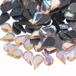 200pcs Drop Shape Hotfix Rhinestones Crystal AB Flatback Glue Back Strass DIY Beads Iron on for Clothes