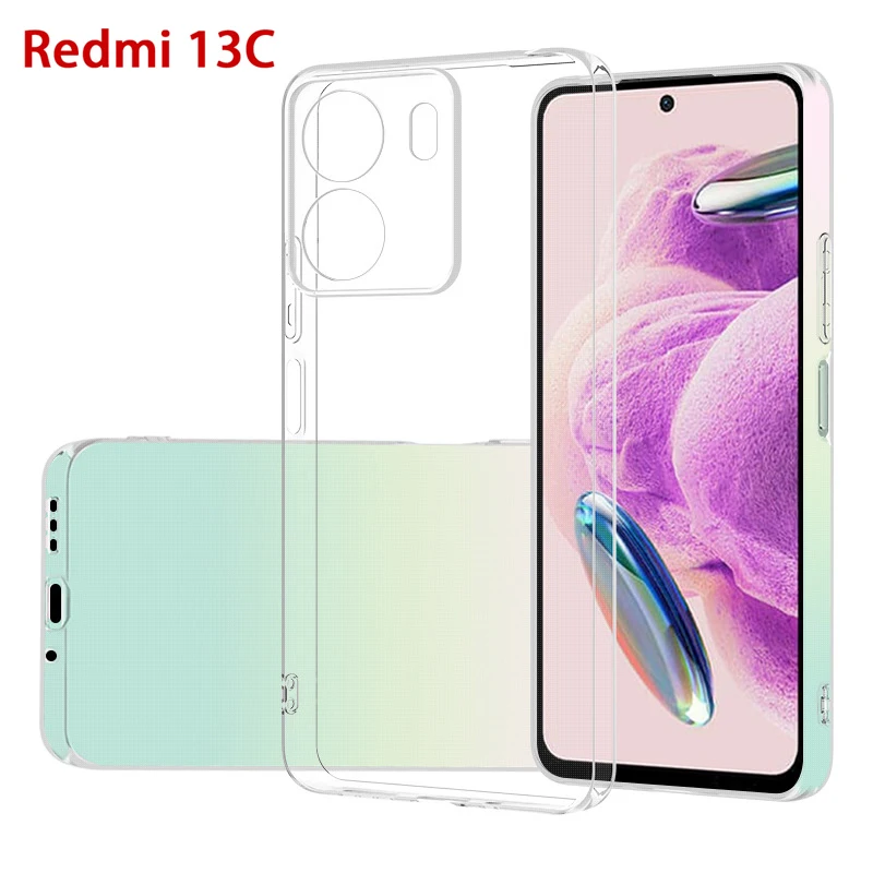 Clear Case For Redmi 13C Slim Soft TPU Transaprent Clear Phone Cases On For Xiaomi Redmi 13 C Redmi13C 4G Cover