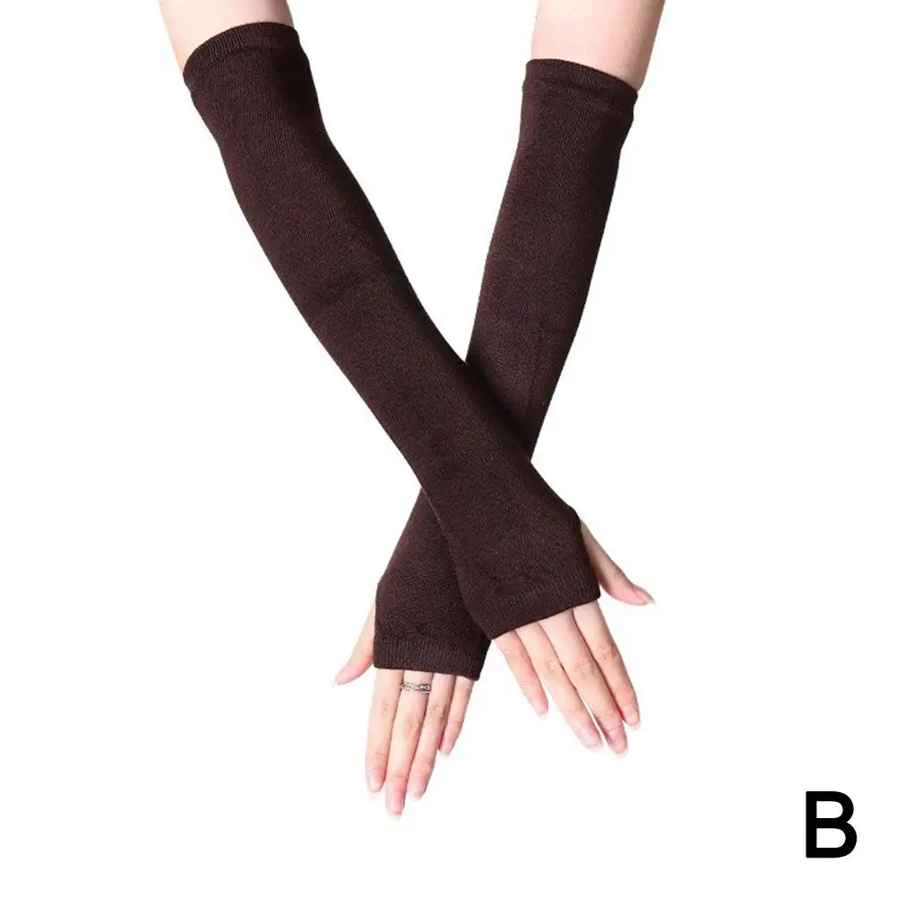 Gants à manches longues élastiques pour hommes et femmes, mitaines chaudes, mitaines d'extérieur, sans doigts, hip-hop, coude, chaud, bras, hiver, R2A9