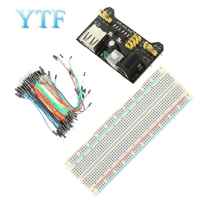 MB102 Breadboard power module+MB-102 830 points Solderless Prototype Bread board kit +65 Flexible jumper wires