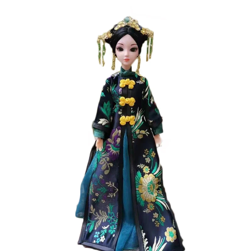 30cm Chinese Doll with Ancient Traditional Clothes Headdress Qing Dynasty Empress Princess Doll TV Character Dolls Toys for Girl