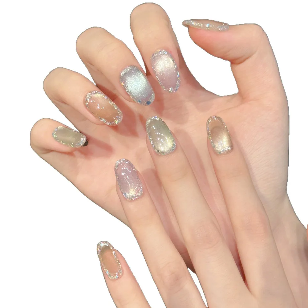 الخرز الزجاجي الكريستالي مع الأحجار الكريمة الملونة بريق الترتر لامعة حالمة الجليد واضحة القط العين مسمار الفن ملصقات