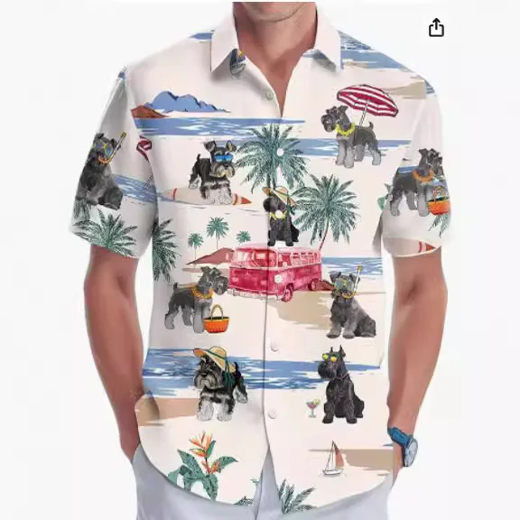 

Новая летняя мужская модная рубашка больших размеров с короткими рукавами и цифровым принтом