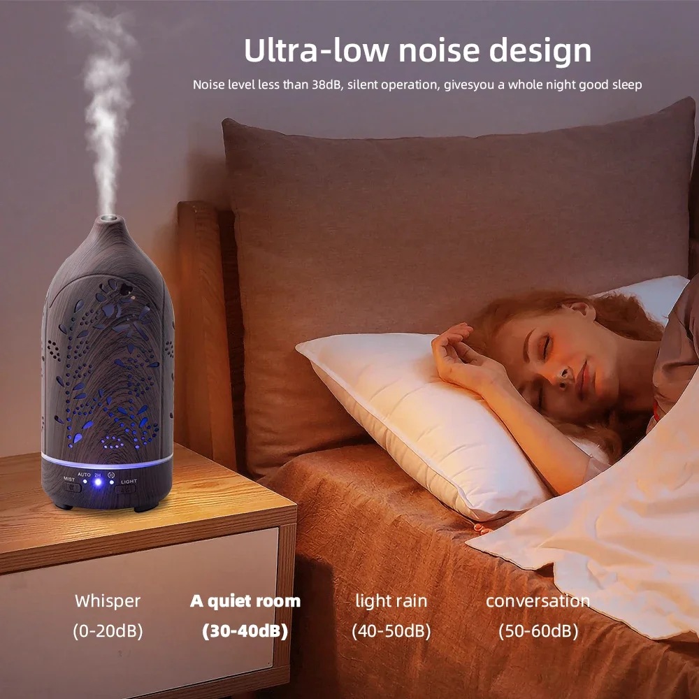 Diffuseur d'huiles essentielles ultrasonique, veilleuse LED 7 couleurs, silencieux, arrêt automatique pour la maison et le Spa