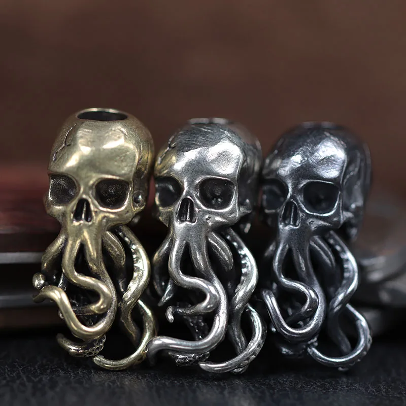 Punk Retro Octopus Skull Face Knife Beads Lanyard Pendants Jewelry Umbrella Rope Hangings EDC Outdoor DIY Paracord Accessories