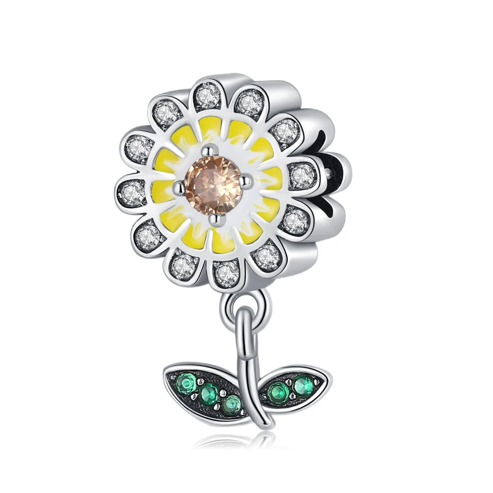 

Ahthen 925 Sterling Silver Beads Golden Bicolor Sunflower Charm fit Snake Chain Bracelets Necklaces for Women Jewelry Making