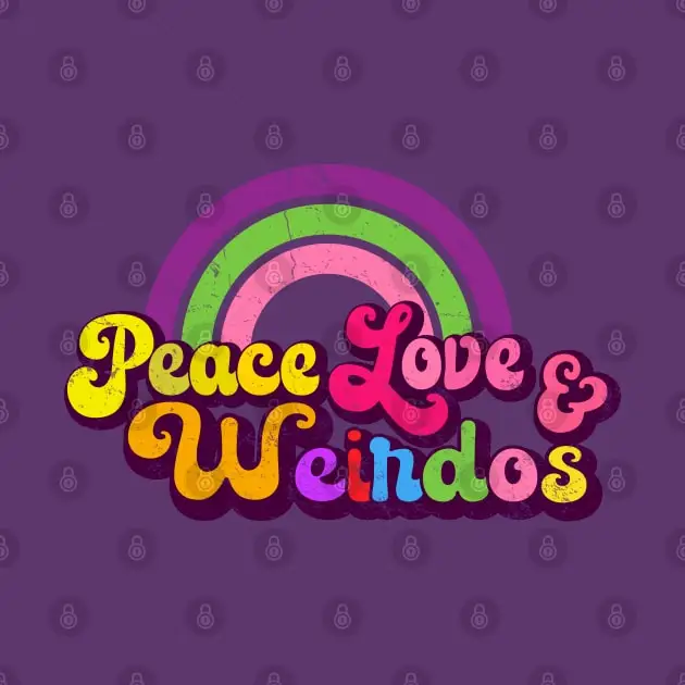 Peace Love Weirdos - Retro Rainbow T-Shirt Oversized T-shirts For Women/Men Clothing New Fashion Top Tees