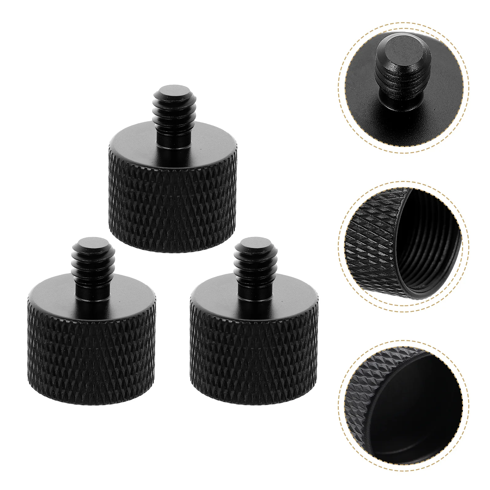 

3 Pcs Transfer Screw Anti-slip Thread Adapter for Mic Stand Bracket Tripod Mount Microphone Aluminum Alloy