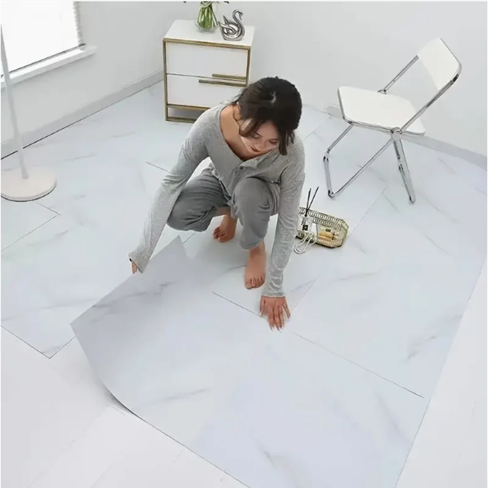 10pcs Simulation Marble Tile Foam Floor Stickers, Nordic Style Thickened Self-adhesive Waterproof Wall Stickers For Living Room