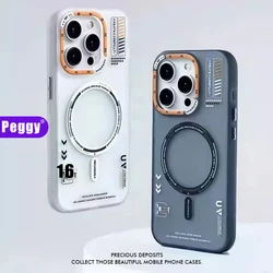 Manyetik mat telefon kılıfı için iPhone 16 13 12 15 14 Pro Max Magsafe 16 kablosuz şarj için buzlu düşme koruma telefon kapak