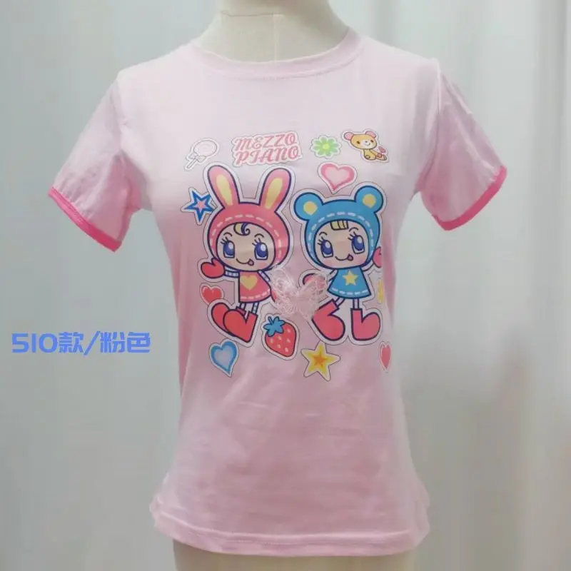 Summer New Cotton Sweet Girl Graphic T Shirts Japanese Cartoon Mp Daughter Clothing Jojifuku Dopamine Short-sleeved T-shirt