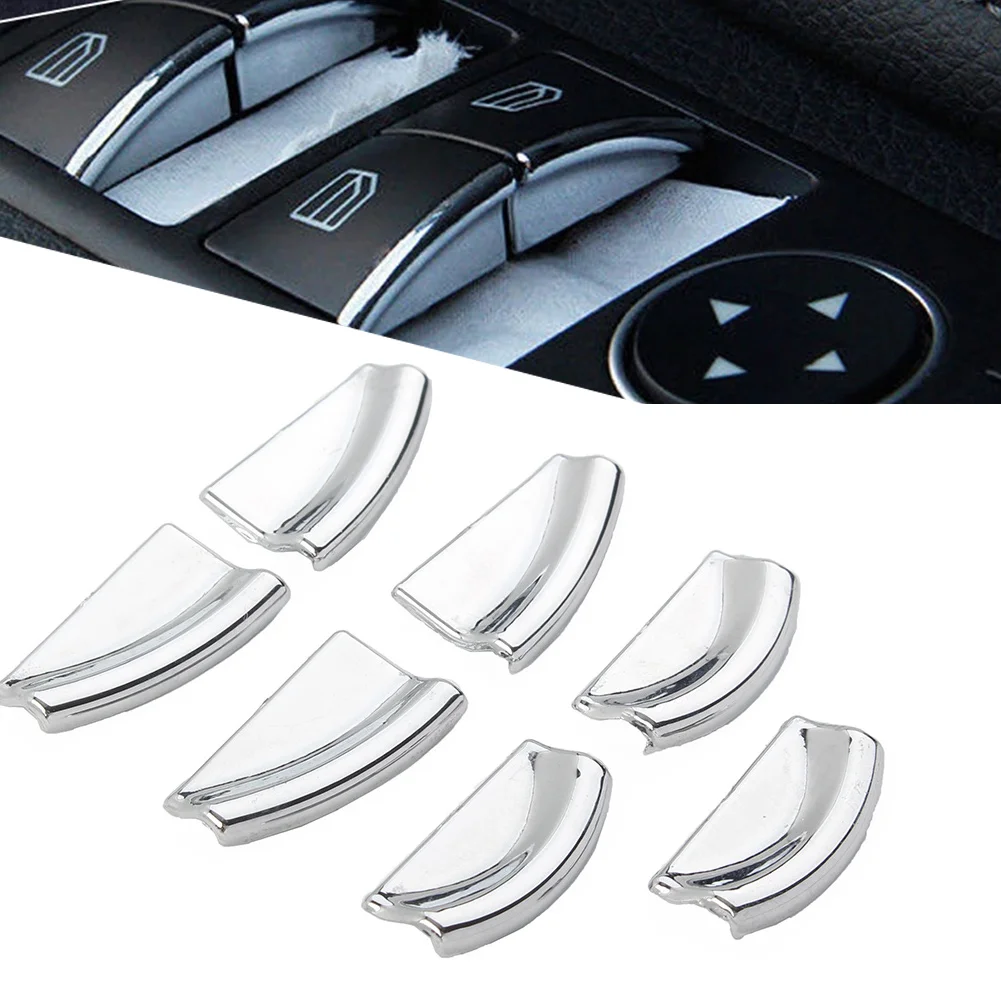 7Pcs Car Window Lift Switch Button Trim Chrome Decoration For Mercedes Benz A B C E CLA CLS GLA GLE GLS GLK G Class