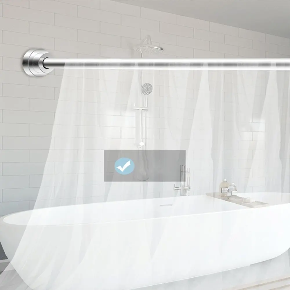 Stainless Steel Tension Curtain Rail Pole Flexible Multi-Purpose Shower Curtain Rod No Drilling Expandable