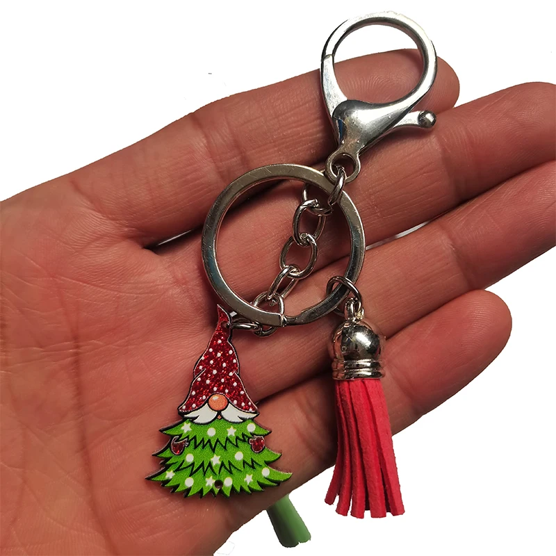 New Merry Christmas Gnomes Keychain Christmas Tree Light Key Rings Gift for New Year 2024