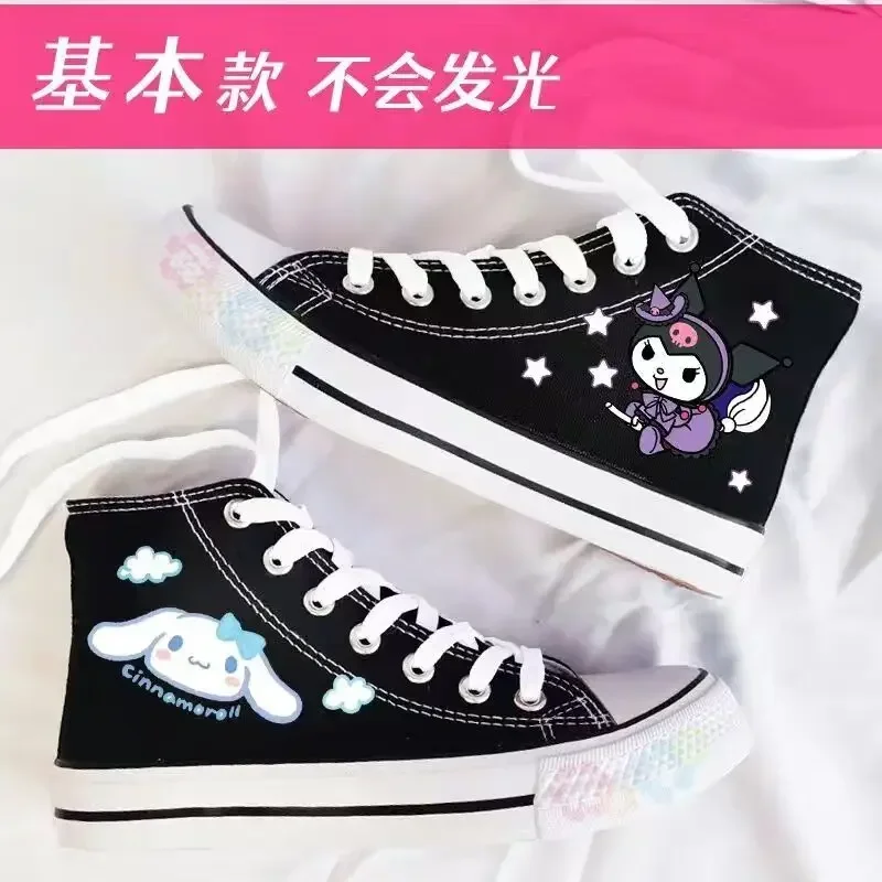 Korean Spring Autumn New Kuromi Canvas Shoes Girl High Top Canvas Shoes Leisure Students Fashion Women Shoes Skateboarding Shoes