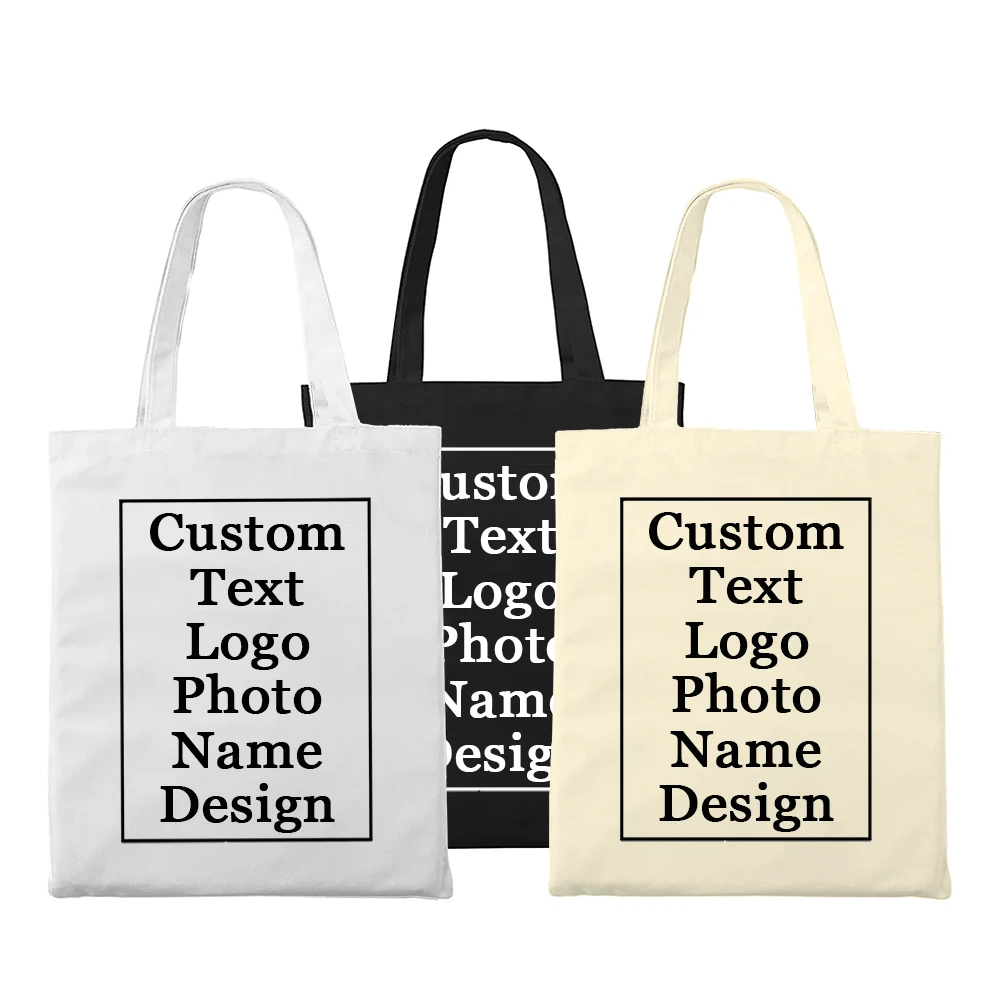 Bolsa tote de lona com logotipo personalizado, sacola de presente personalizada para mulheres, grande, compras, praia, bolsas de viagem reutilizáveis