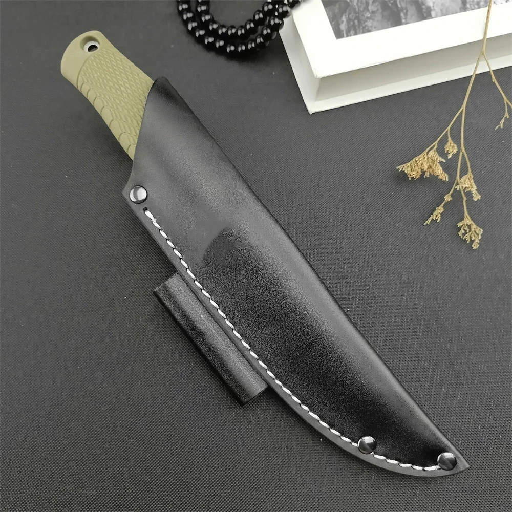 BM 202 Fixed Blade Knife D2 Blade Nylon Fiber Handle with Cowhide Sheath Outdoor EDC Camping Hiking Climbing Survival Tool