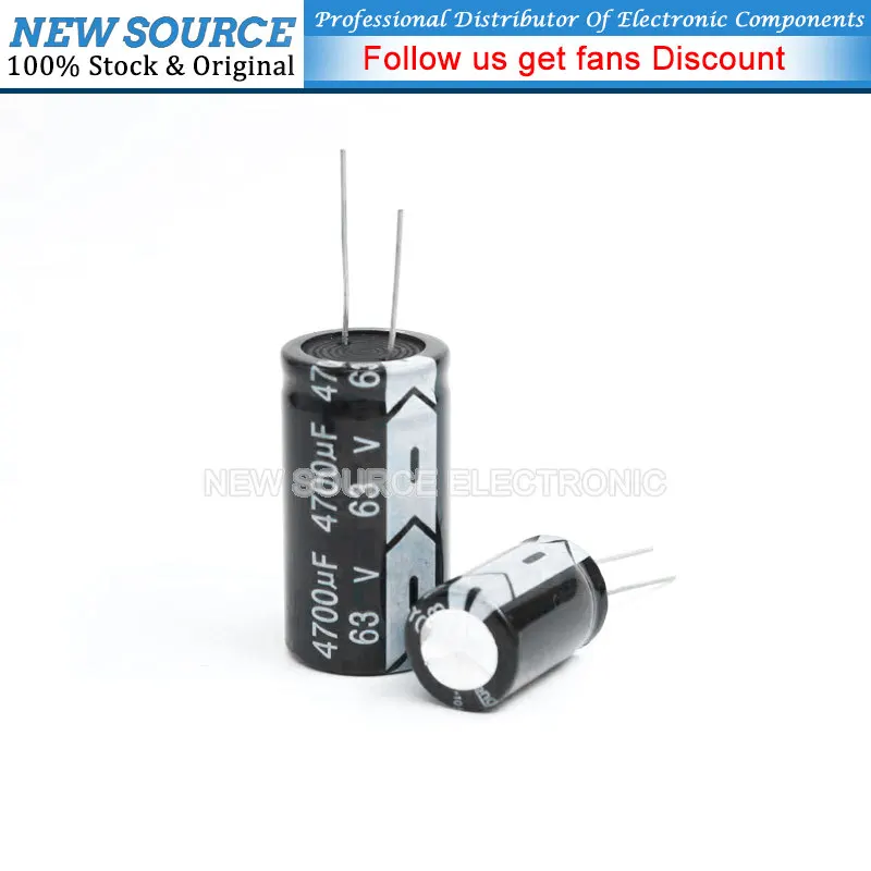 NewSource-condensador electrolítico de aluminio, 1-50 piezas, 63V, 10uf, 22uf, 33uf, 47, 82, 100, 220 uf, 330uf, 470uf, 680uf, 1000uf, 2200uf