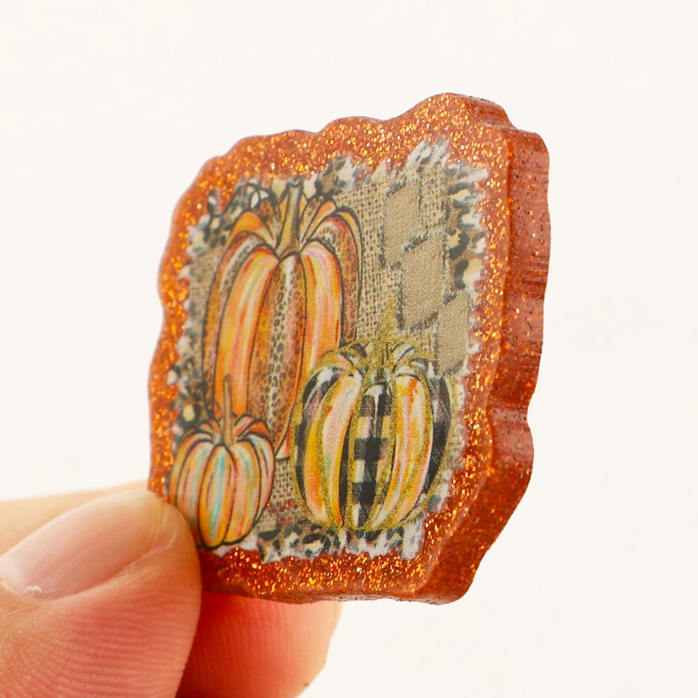 6PCS Resin Planars Small Halloween Pumpkin Smiling Pumpkin Bow Pumpkin Colorful Handmade Accessories DIY for Badge Signboard Bag - view 6