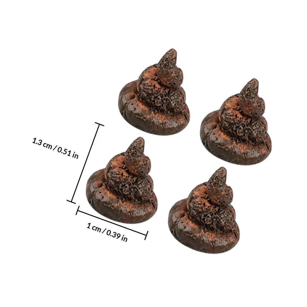4Pcs Mini Resin Realistic Fake Poop for Micro Landscape Dollhouse Prank Party Decoration Funny Poop Decor Mini Things