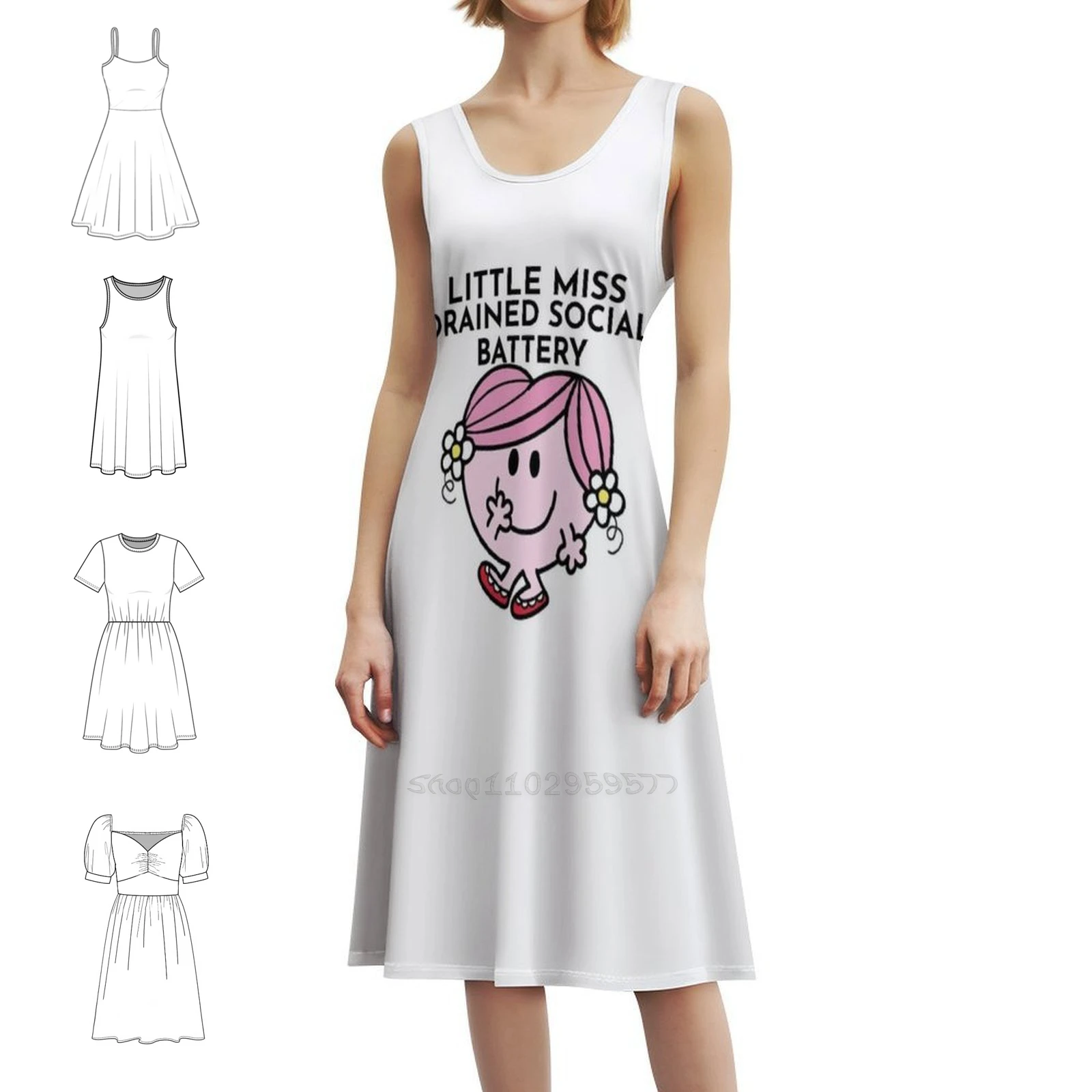 

Drained Social Battery Women's Elegant Party Dress A-Line Dress With Short/Long/Sleeveless Options Drained Social Battery