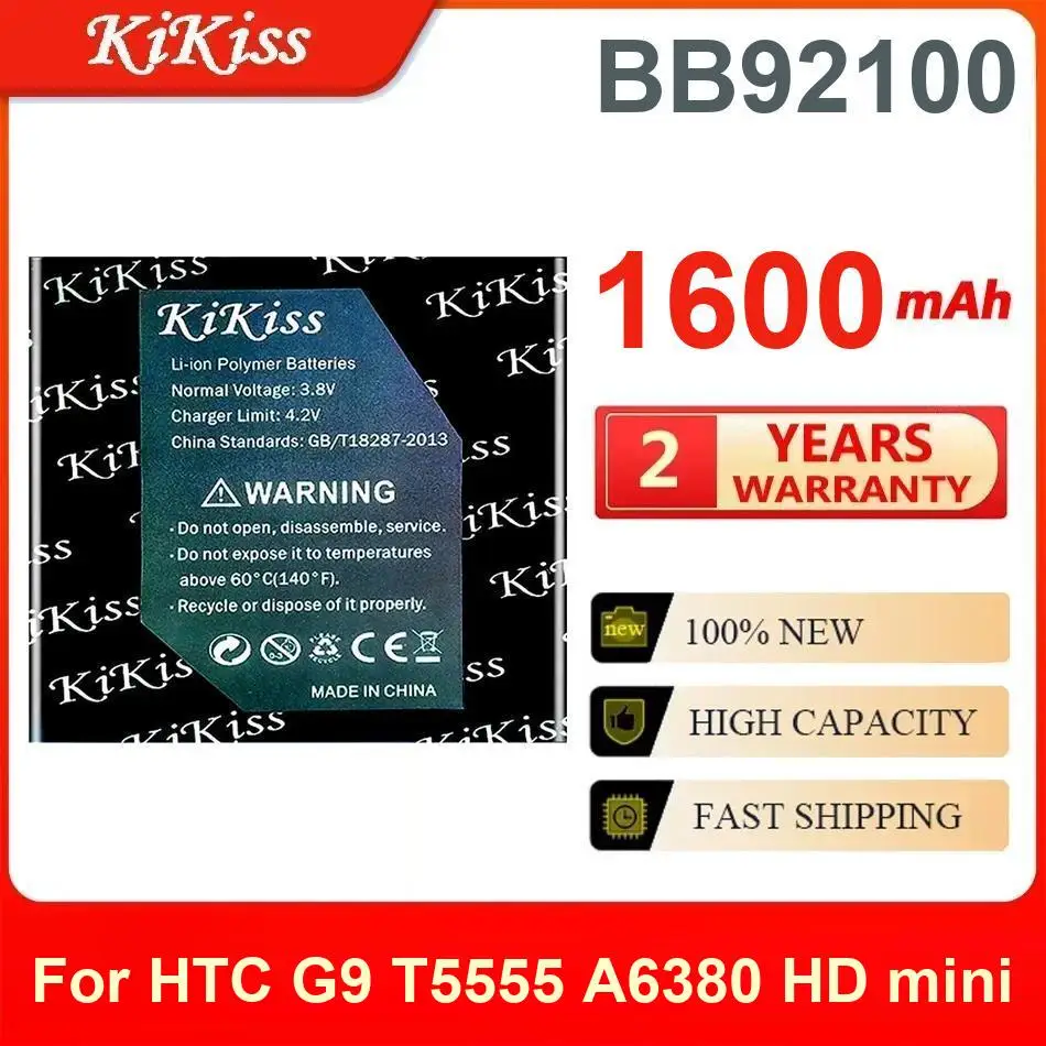 

1600Mah Kikiss Battery BB92100 For HTC G9 T5555 A6380 HD Mini