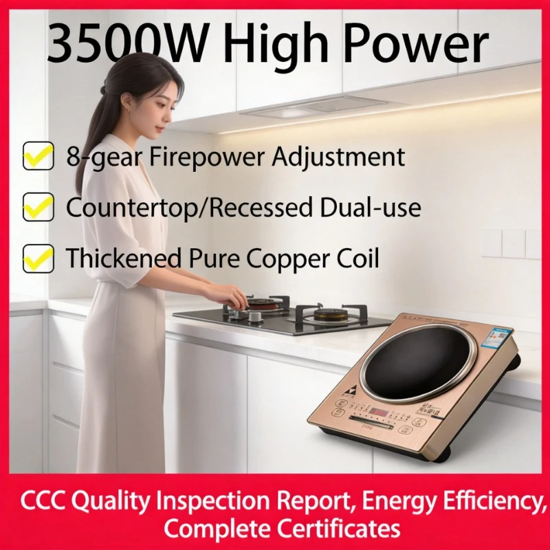 3500W High Power Concave Induction Cooker Multifunctional Stir Fry Hot Pot Stove Home Restaurant Use