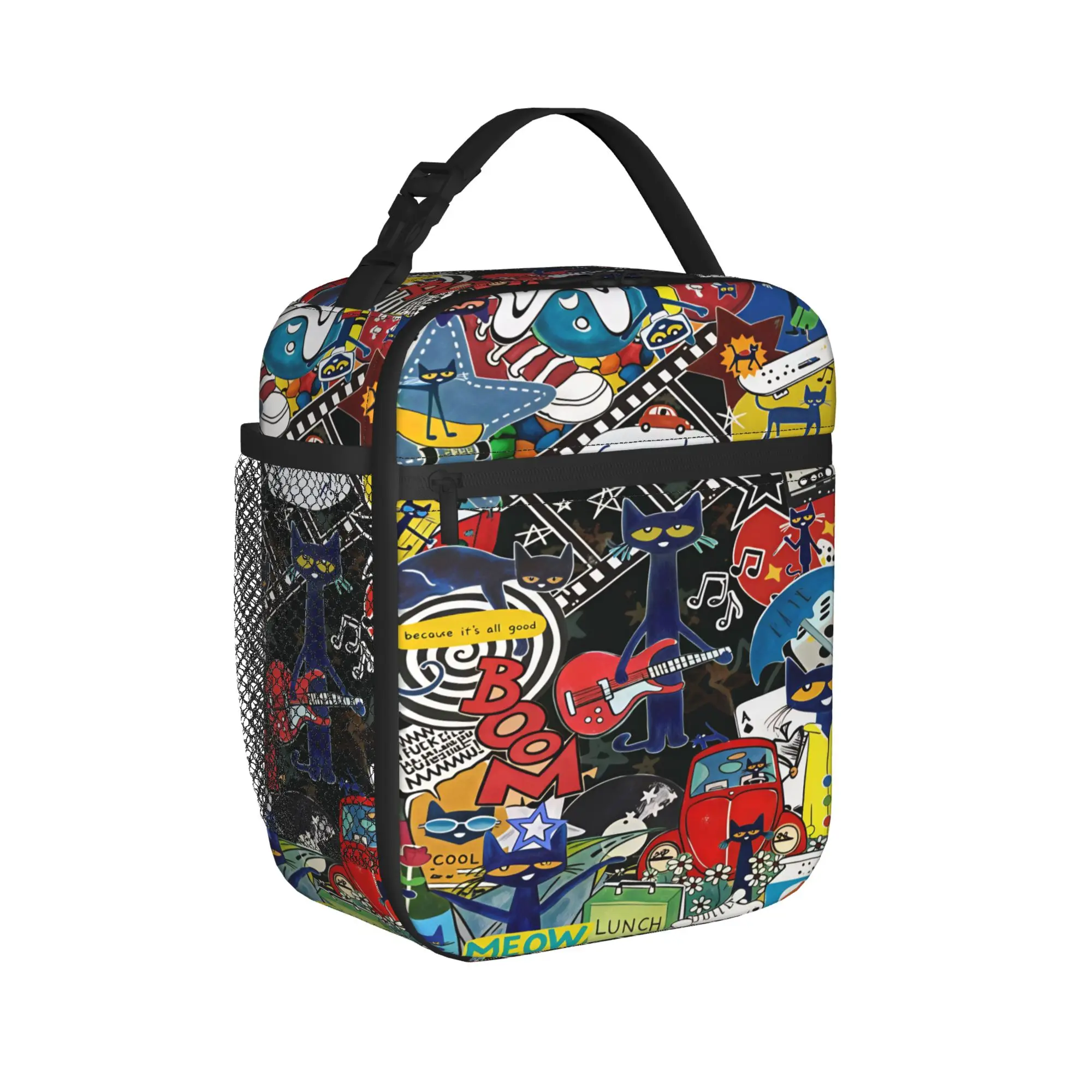 Pete The Cat I Love My White Shoes Cool Lunch Bag Portable Insulated Lunch Box Child Graphic Cooler Bag Thermal Lunch Bags