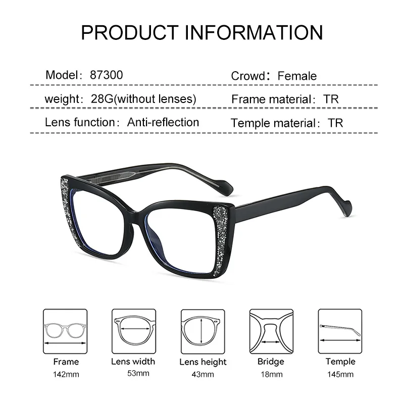 EYORA Versatile Currents Square Women Reading Glasses Myopia Eyewear Hyperopia Anti Blue Light Progressive Photochromic Eyewear