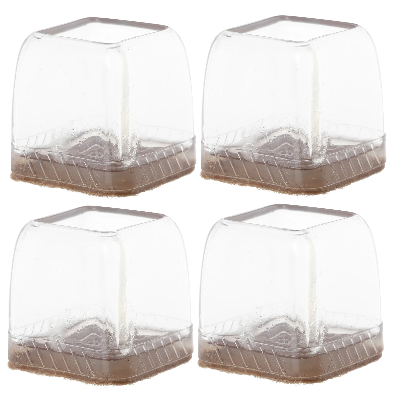 

4 Pcs Furniture Feet Pads Chair Leg Covers Table Protectors Silicone 19-25mm Square Transparent Non Slip Anti Scratch