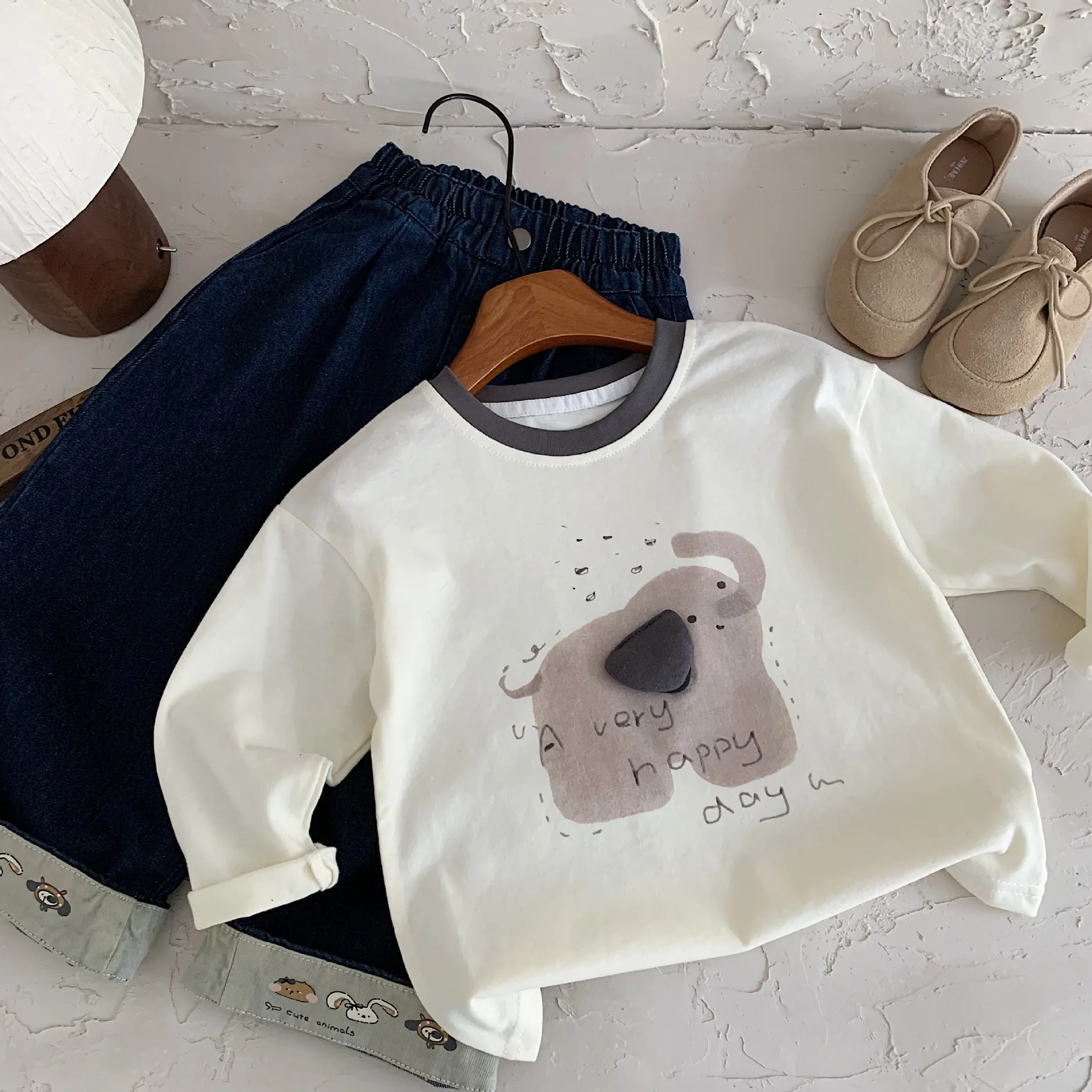 

Весенне-осенняя хлопковая футболка с длинными рукавами и принтом для маленьких девочек и мальчиков, детская футболка с внутренней посадкой, школьный детский пуловер, базовые топы 1-10 лет