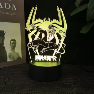 3D-Acryl-Nachtlicht mit Fernbedienung, Spider-Man, Iron Man, 16 Farben, Berührung, Weihnachten, Geschenkgedenk, heißes Spielzeug 8 Hauptverkauf Iron Man Luminaire - №2