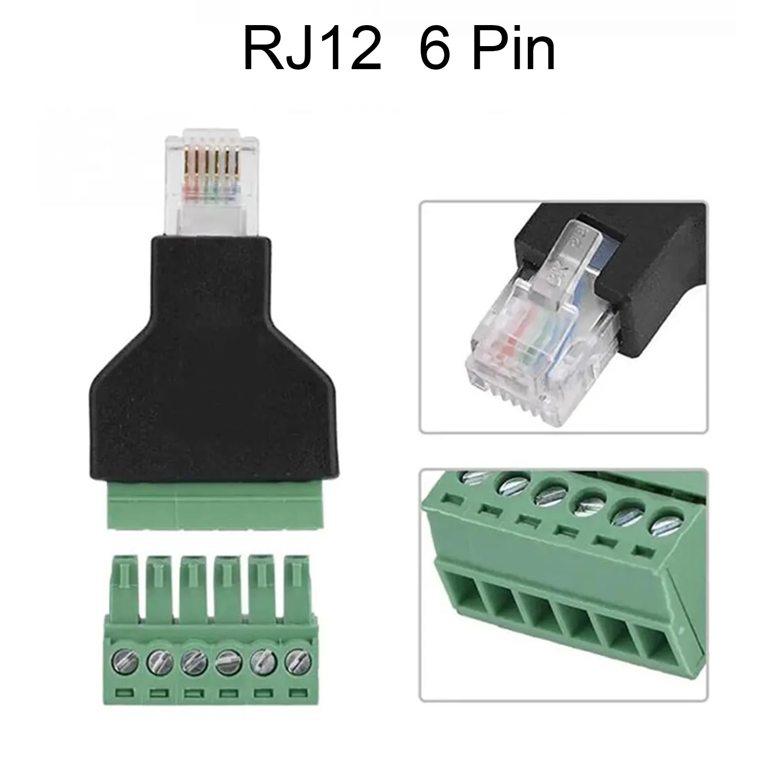 1pc Ethernet 6P6C RJ12 Male with Terminal Plug Modular 6 Pin Screw Terminal Block Connector CCTV Adapter Phone Line Adapter