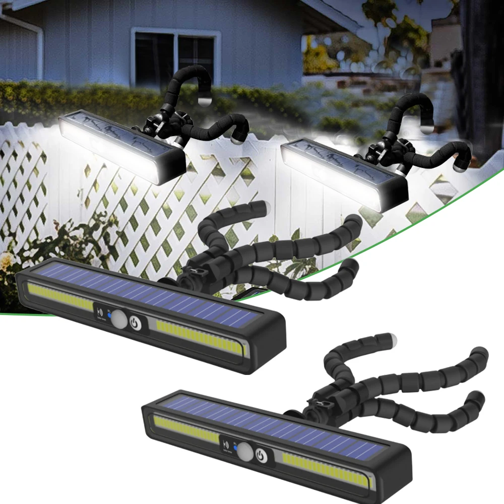 2-teiliges ultrahelles Solar-Clip-Licht mit Bewegungsmelder, Außenlandschaftsbeleuchtung für Hof, Garten, Zaun und Camping, wasserdicht