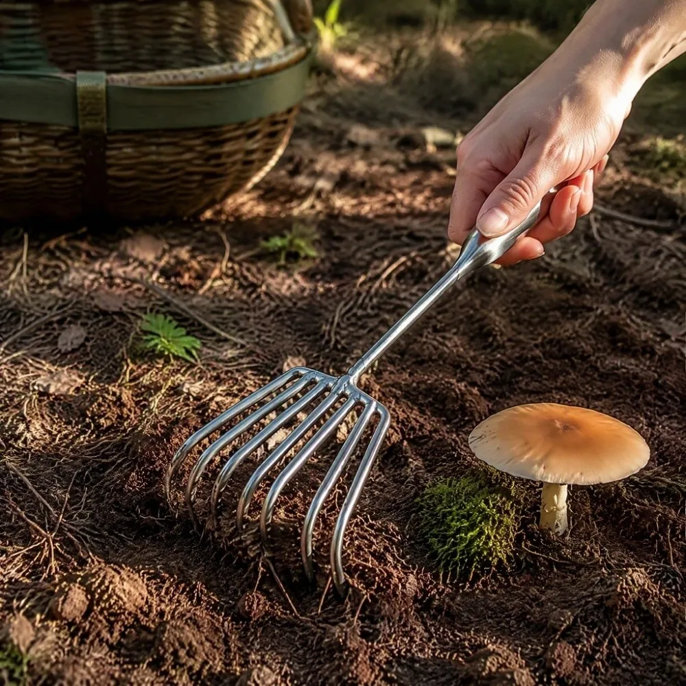 Foraging Tool Compact Mushroom Picking Tool Adjustable 30cm Mushroom Foraging Picker Long Hand Silver Pick Up Tool Root Removal