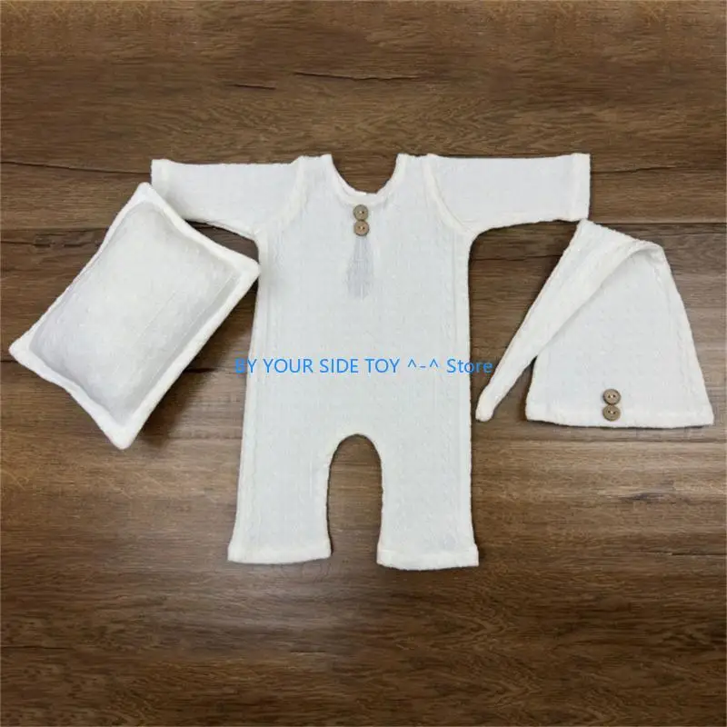 

Attire & Comfortable Newborns Romper Pillow Hat set Baby Photo Props U6XE